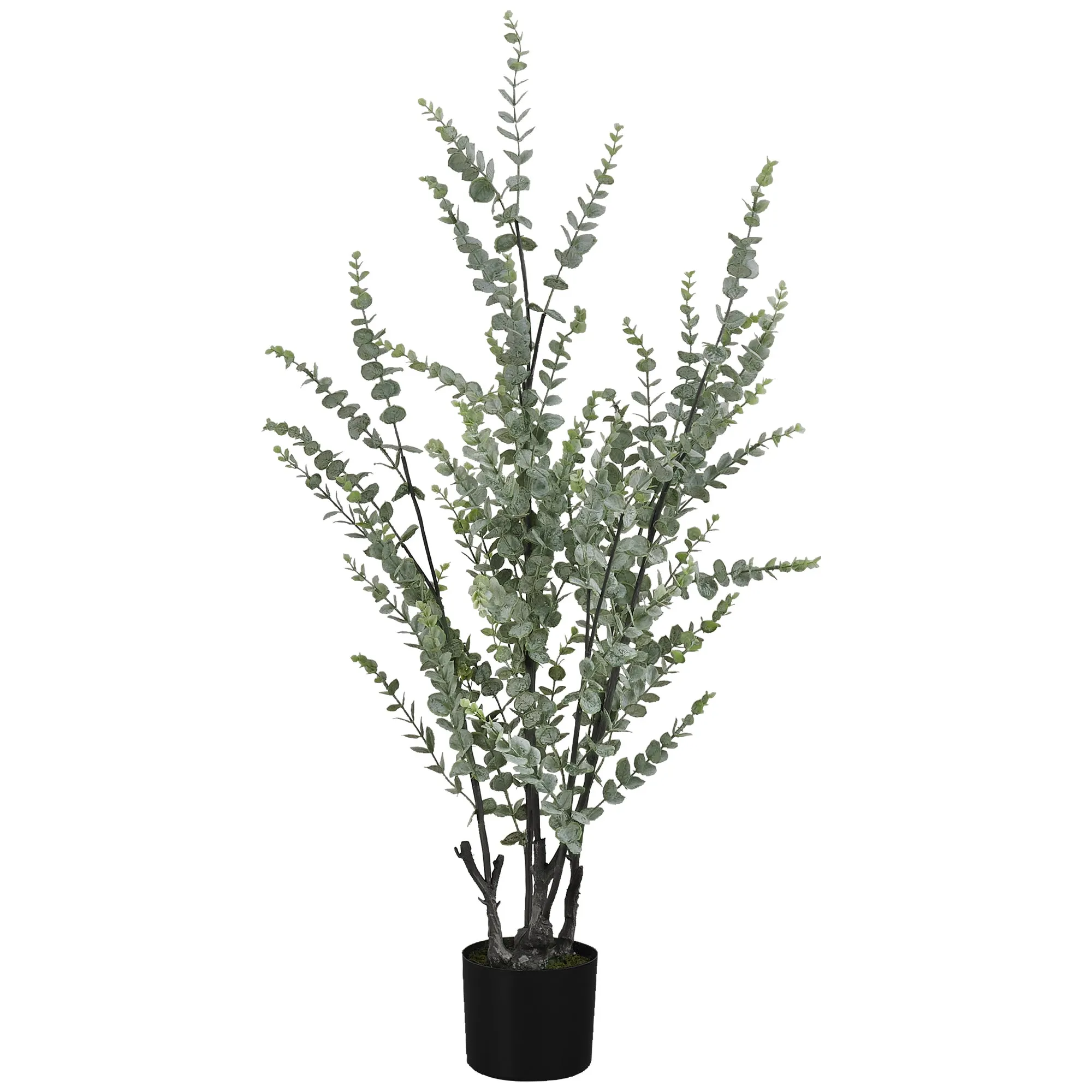 44" Tall Eucalyptus Tree - Real Touch Indoor Artificial Plant, Faux Greenery with Black Pot