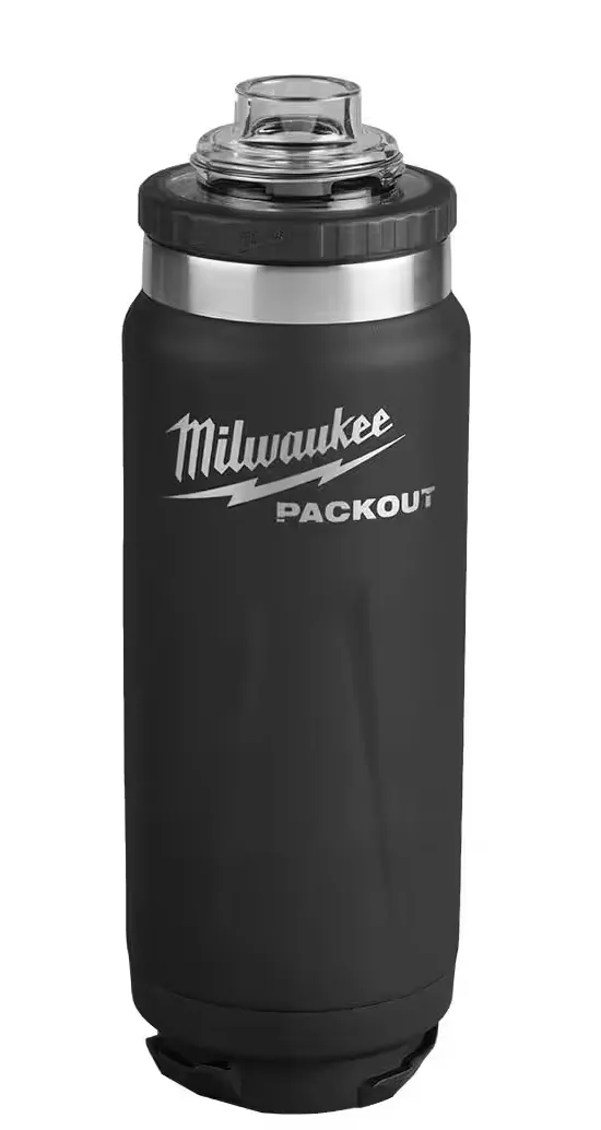 48-22-8396B Milwaukee PACKOUT 24oz Insulated Bottle w/Chug Lid - Black