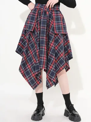 Aitana Plaid Picnic Skirt - Navy