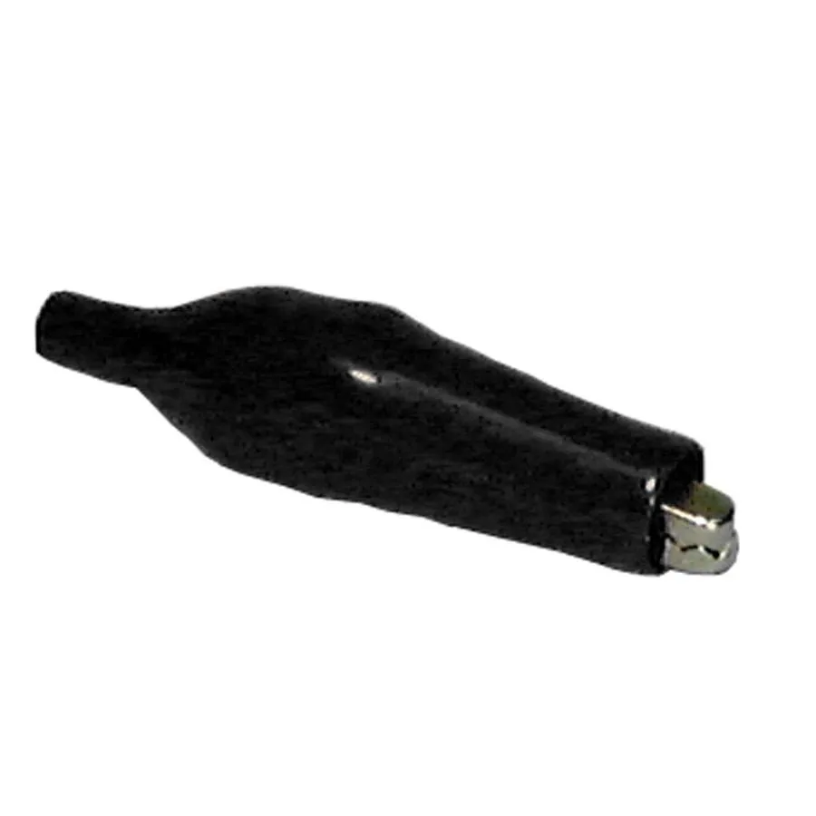 Alligator Clip, Large, Black Insulator, Bulk