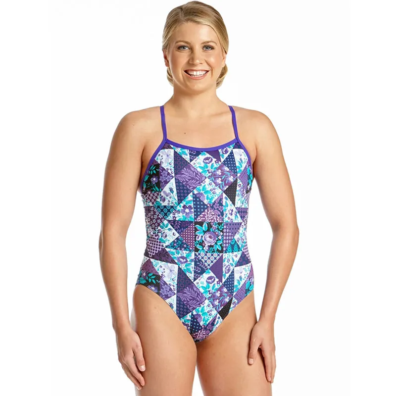 Amanzi - Purple Plaid Ladies One Piece Swimsuit