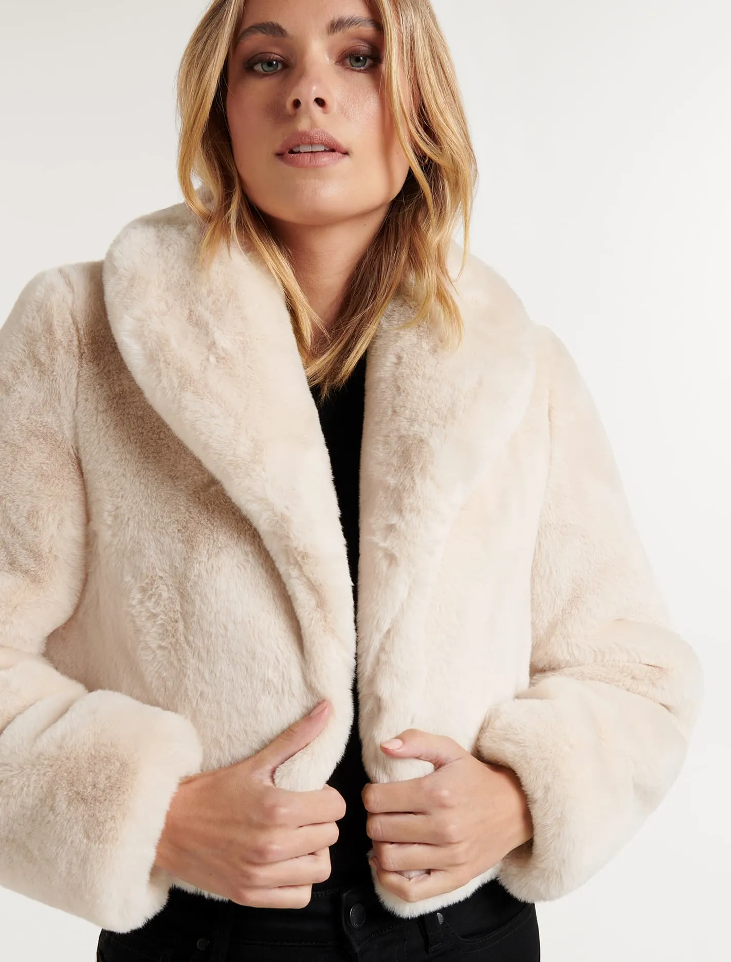 Amera Crop Faux Fur Coat