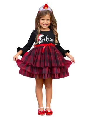 Believe Plaid Ruffled Tutu Dress