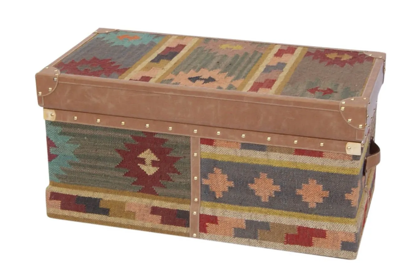 BIKANER TRUNK - KILIM AND LEATHER