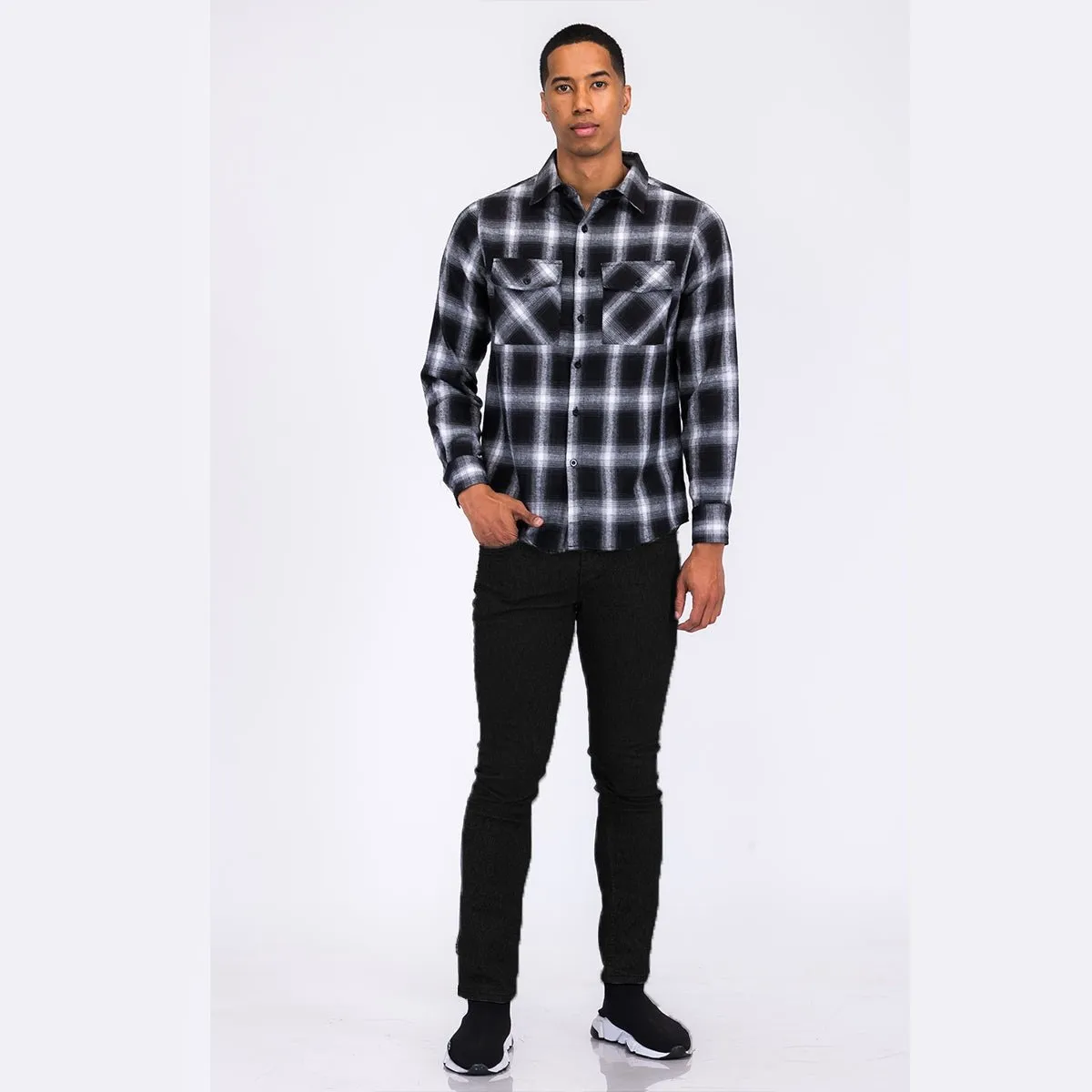 Black Checkered Flannel Shirt