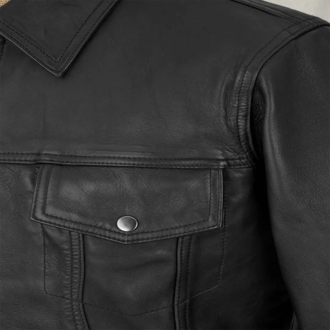 Black Leather Trucker Jacket