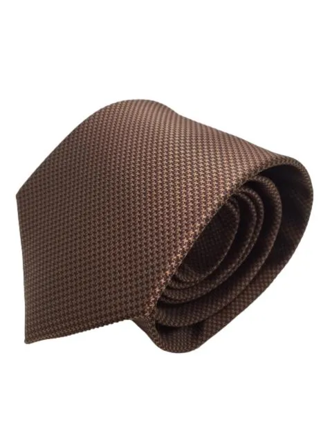 Brown Houndstooth Pattern Men's Extra Long Tie