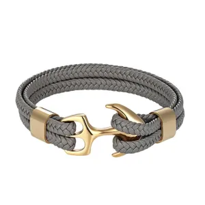 Classy Men Grey & Gold Anchor Bracelet