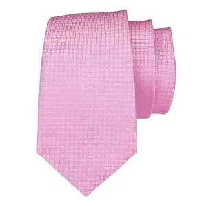 Classy Men Pink Plaid Luxury Silk Tie