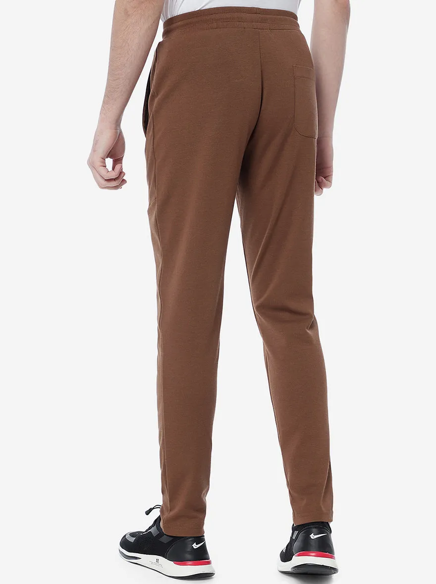 Coffee Brown Solid Slim Fit Track Pant | Greenfibre