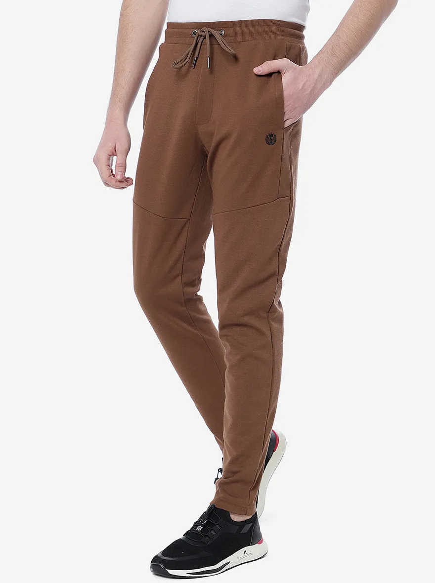 Coffee Brown Solid Slim Fit Track Pant | Greenfibre