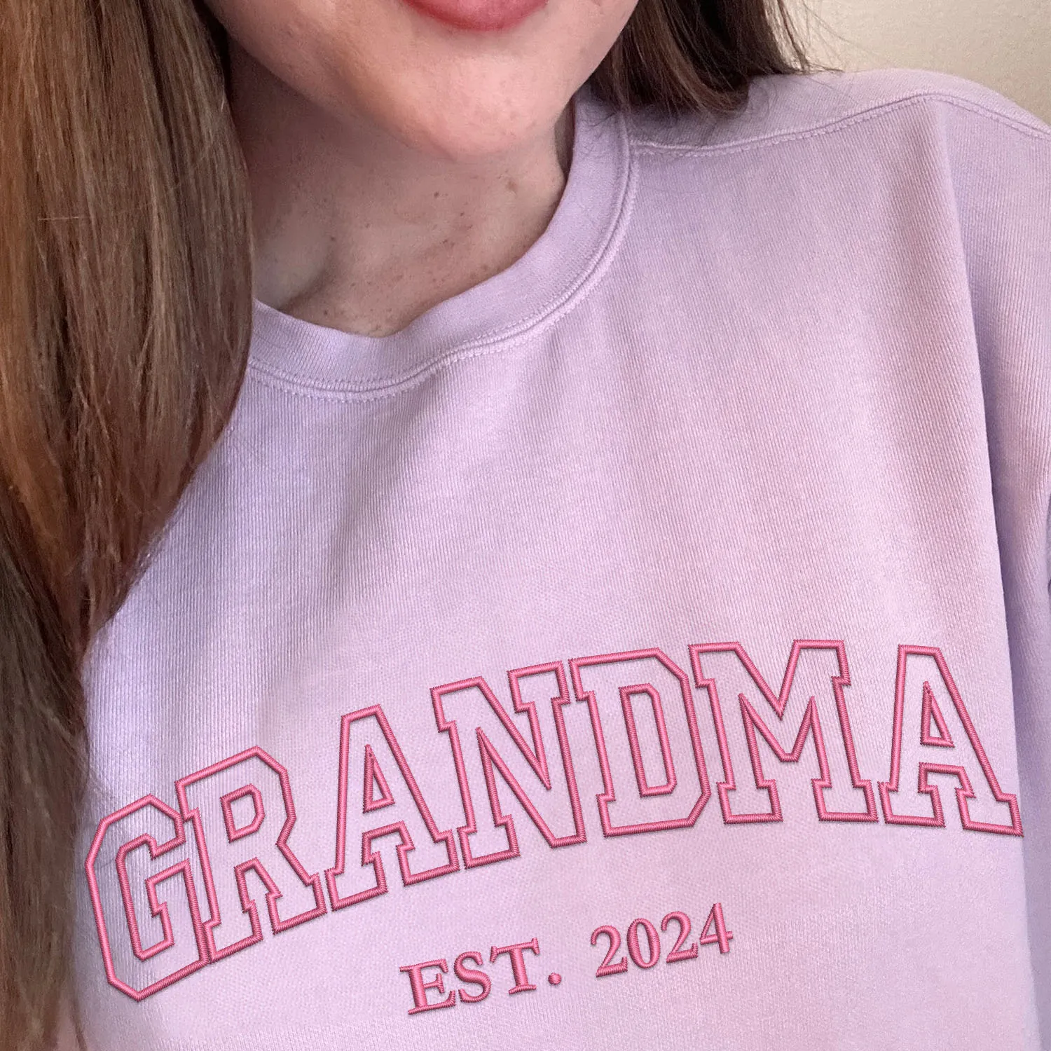 Comfort Color® Embroidered Grandma Est Sweatshirt with Names on Sleeve