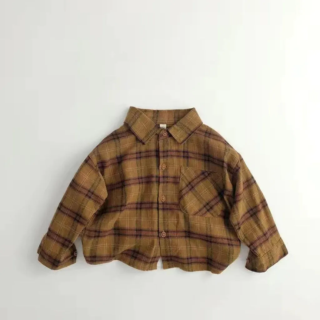 Cotton Plaid Long Sleeve Shirt