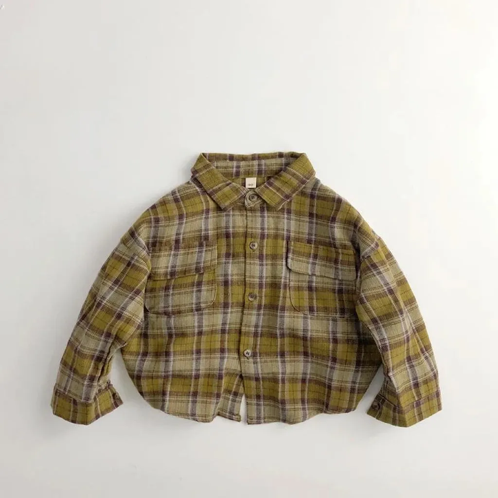 Cotton Plaid Long Sleeve Shirt