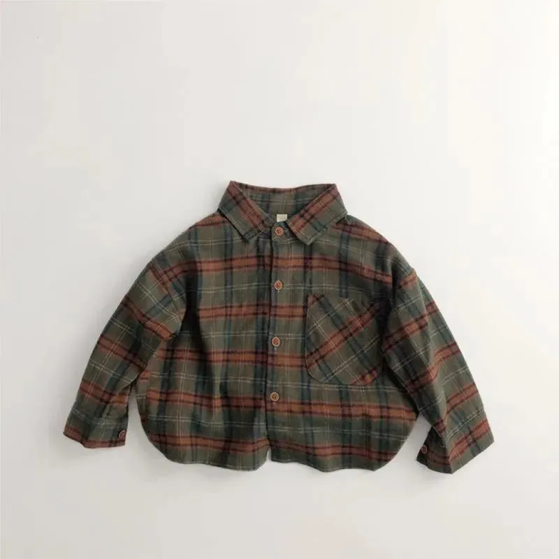 Cotton Plaid Long Sleeve Shirt