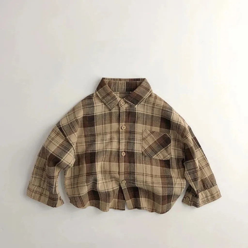 Cotton Plaid Long Sleeve Shirt