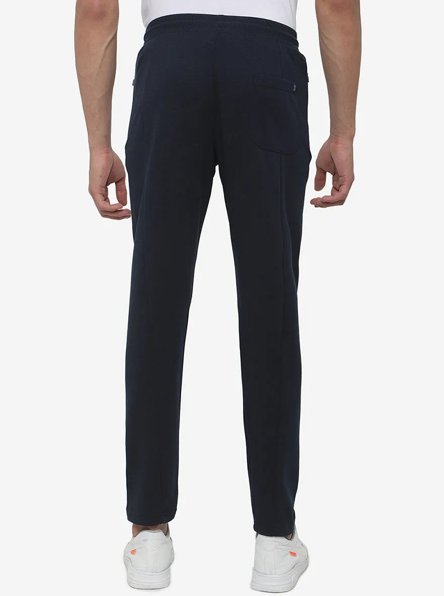 Dark Blue Solid Slim Fit Track Pant | JadeBlue