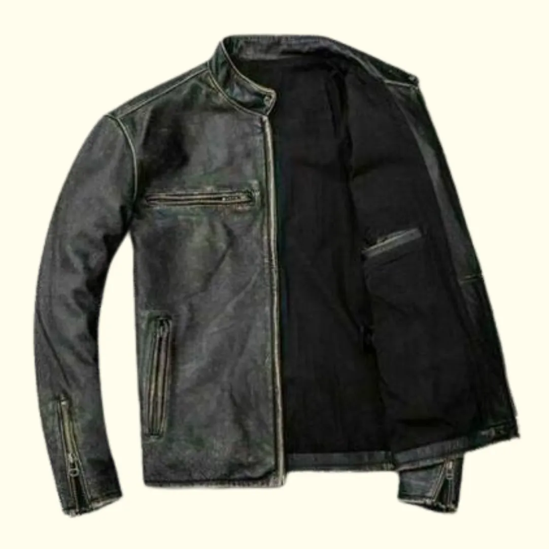 Distressed Cow Leather Jacket