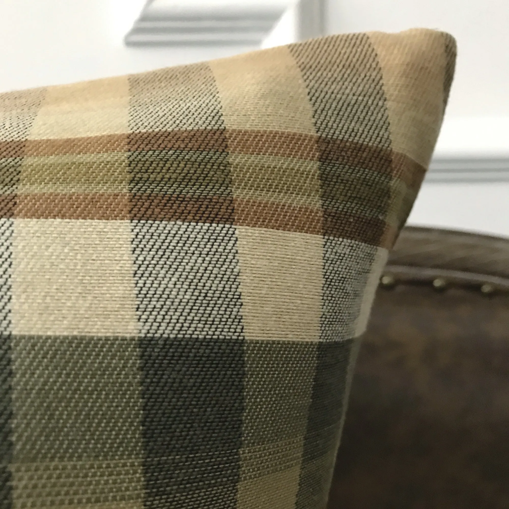 Earth Tone Woven Plaid Large Decorative Pillow Cover 26x26