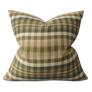 Earth Tone Woven Plaid Large Decorative Pillow Cover 26x26