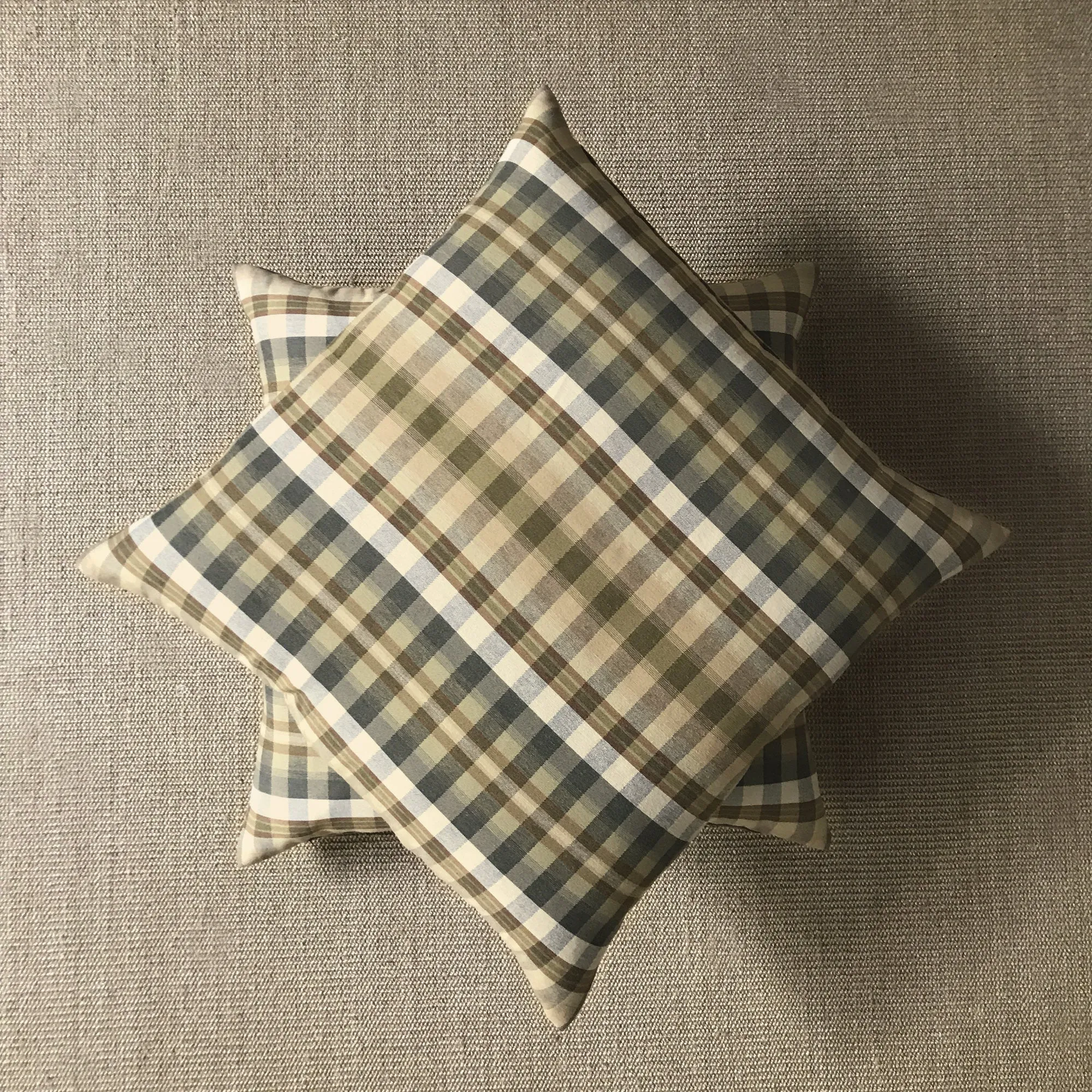 Earth Tone Woven Plaid Large Decorative Pillow Cover 26x26