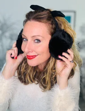 Faux Fur Earmuffs with Bow