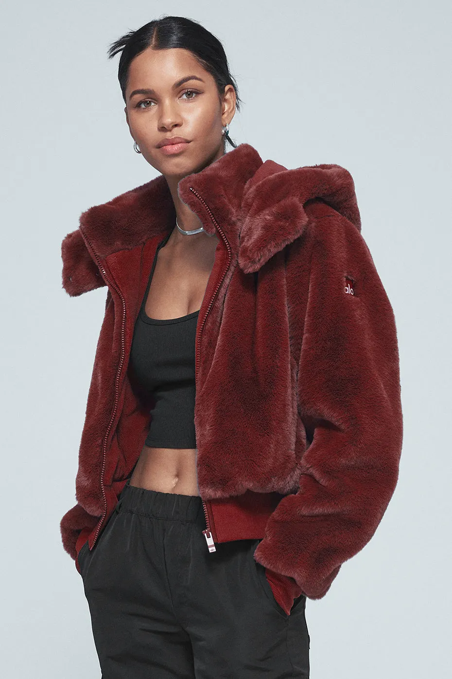 Faux Fur Foxy Jacket - Cranberry