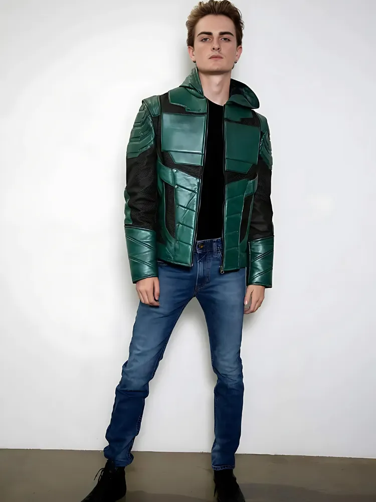 Forest Green Armor Leather Jacket