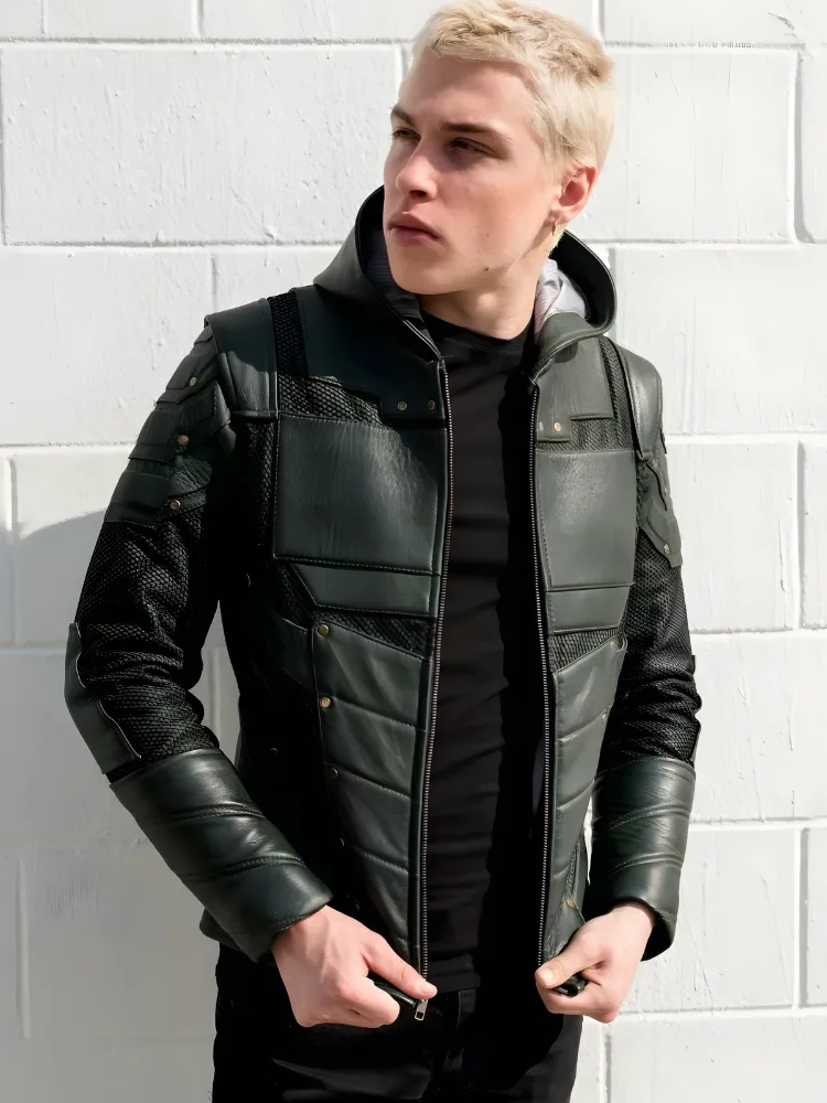 Forest Green Armor Leather Jacket