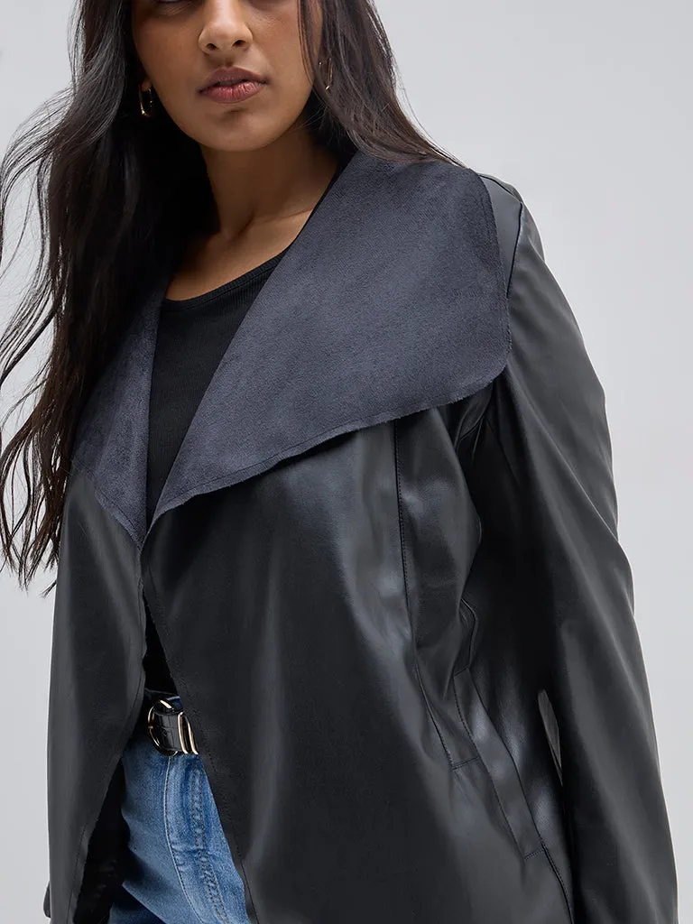 Gia Black Faux-Leather Jacket