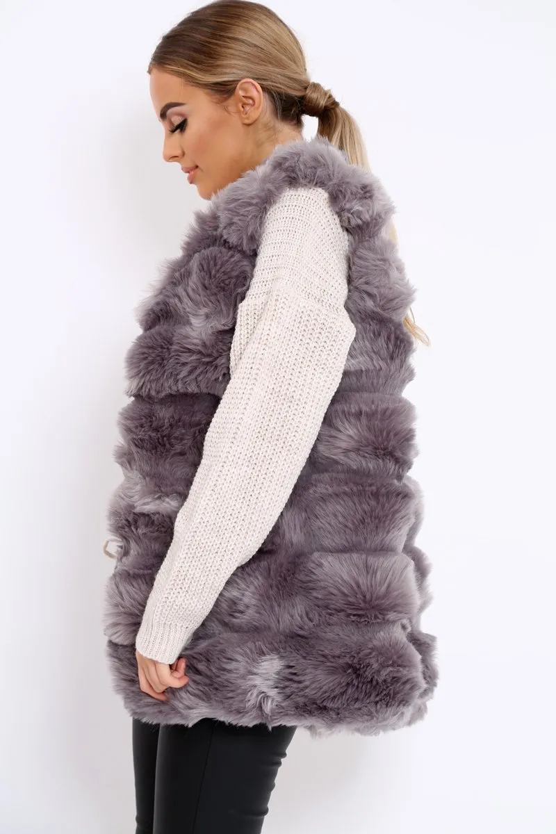 Grey Faux Fur Gilet - Shelby