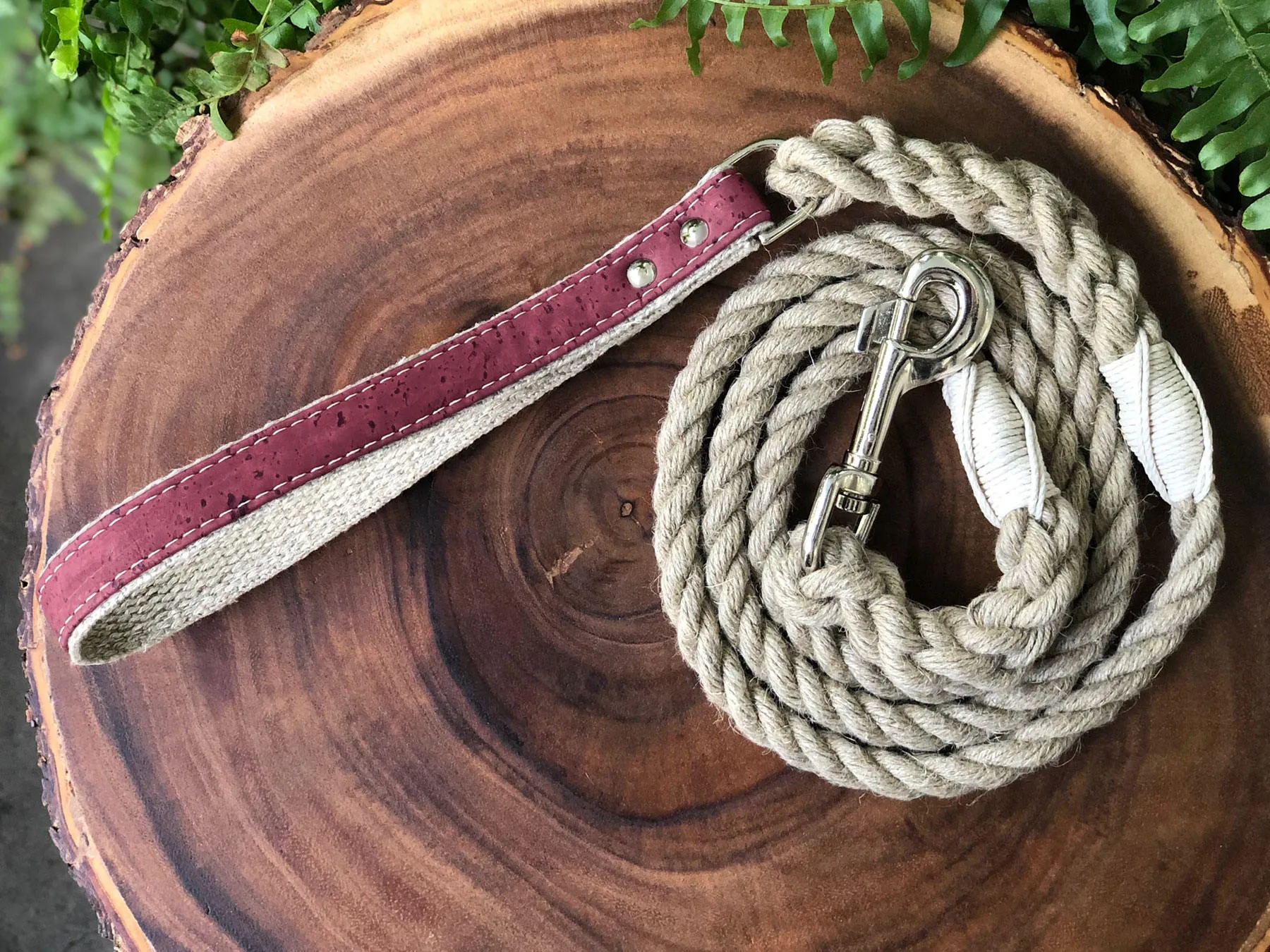 Hemp Rope Dog Leash with Cork Handle