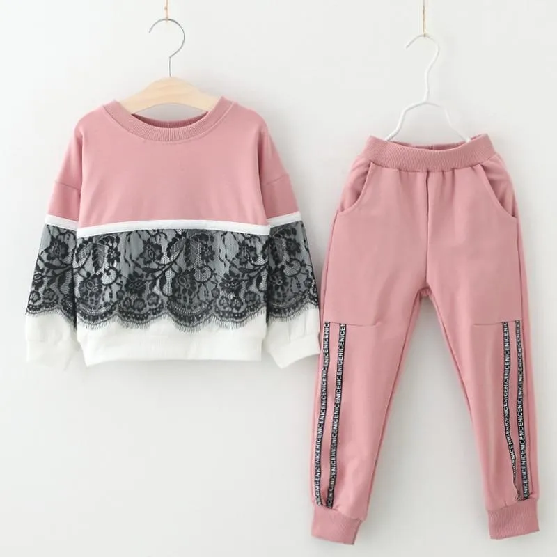 Kids Girls Cartoon Design Cotton Tracksuits