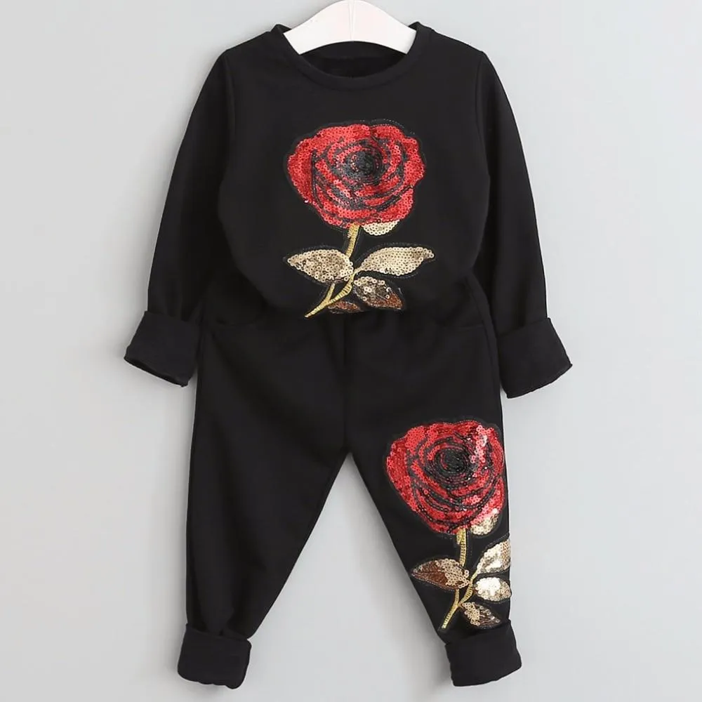 Kids Girls Cartoon Design Cotton Tracksuits