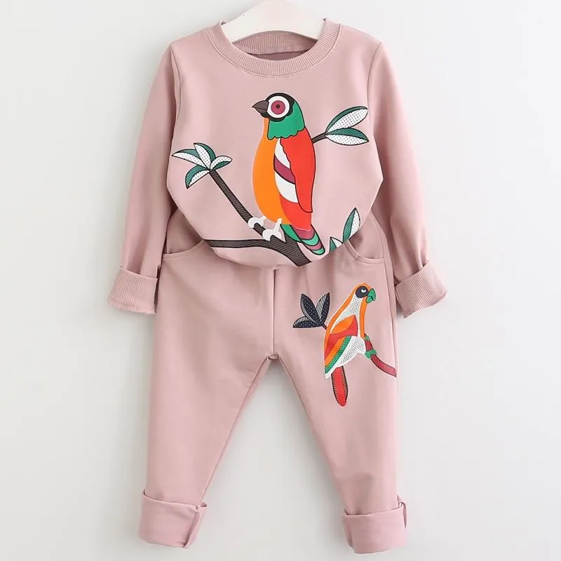 Kids Girls Cartoon Design Cotton Tracksuits