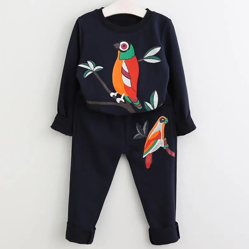 Kids Girls Cartoon Design Cotton Tracksuits