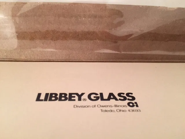 Libbey Mid-Century Golden Plaid M. Petti Signed Glasses (Set of 8 with Original Box)