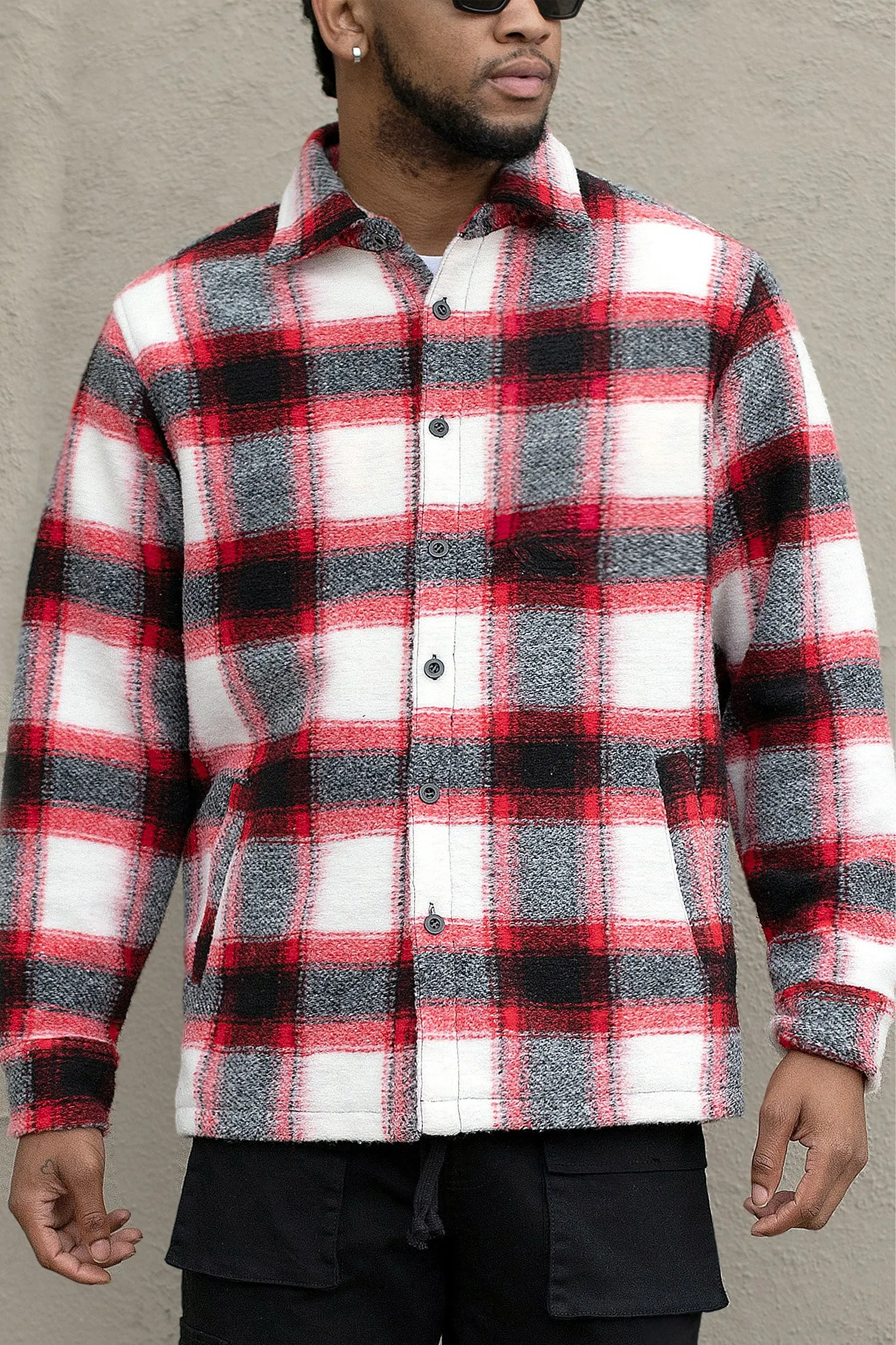 Men's Essential Felted Plaid Overshirts