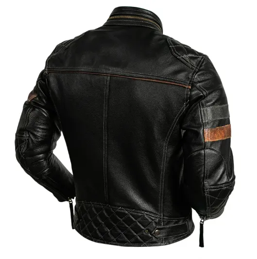 Men's Genuine Cow Leather Motorcycle Biker Jacket: Classic Motor Coat