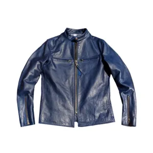 Men's J-100 Indigo Leather Biker Jacket