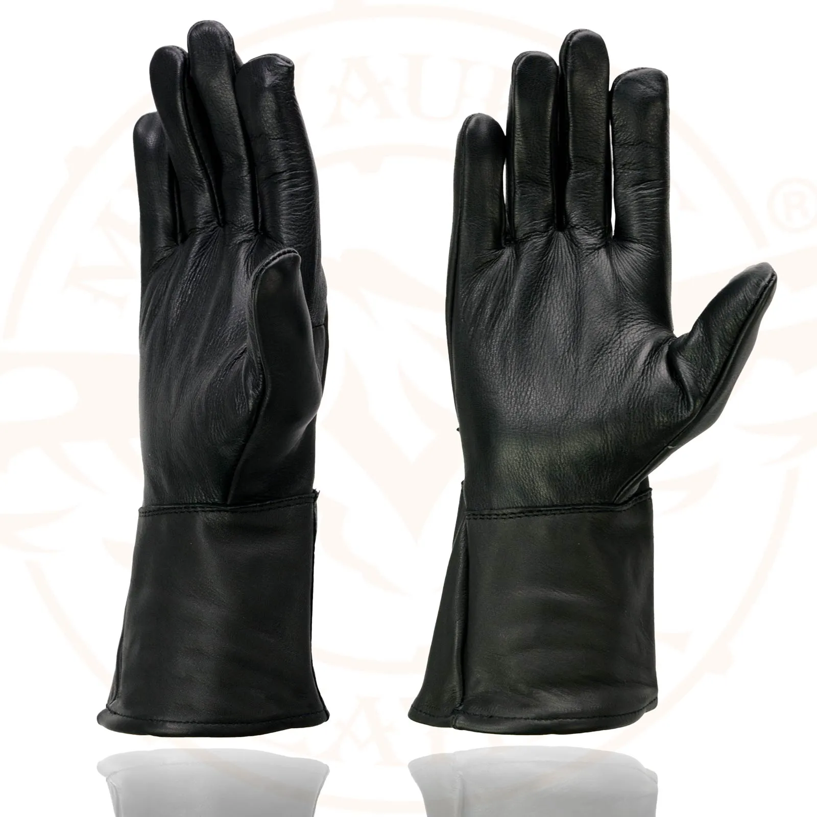 Milwaukee Leather Men's Gauntlet Motorcycle Hand Gloves-Deerskin Unlined Adjustable Wrist Strap Closure-SH864