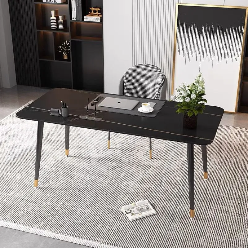 Modern Dining Table Rectangular Sintered Stone Top 55"(140cm)