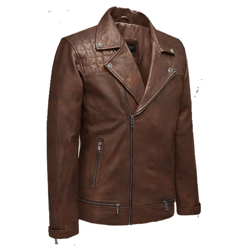 New Genuine Best Looking Style Ironwood Spanish Brown Biker Fashion Leather Jacket