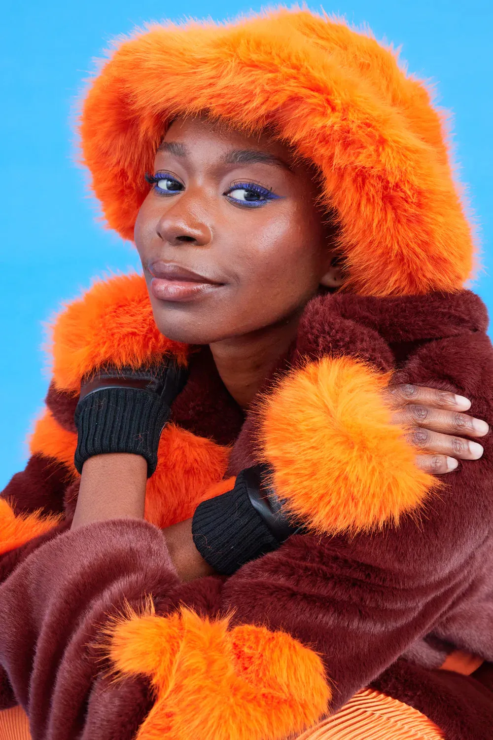 Orange Eco Bamboo Faux Fur Bucket Hat