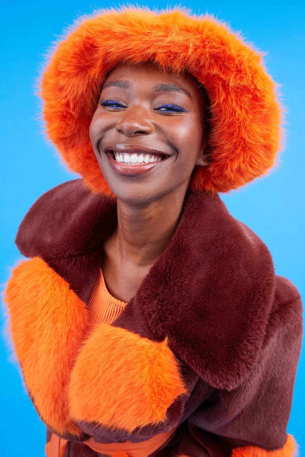 Orange Eco Bamboo Faux Fur Bucket Hat