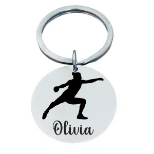 Personalized Track And Field Discus Keychain - Round - Pick Style