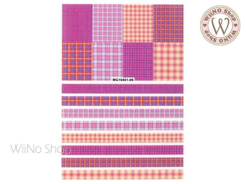 Plaid Pattern Adhesive Nail Art Sticker - 1 pc (MG-06)