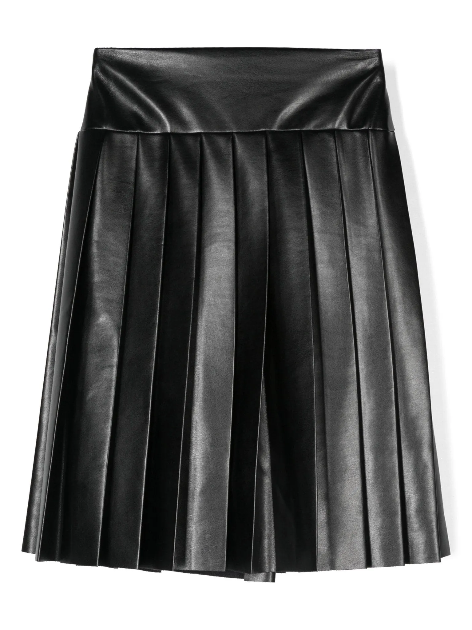 Pleat Faux Leather Skirt