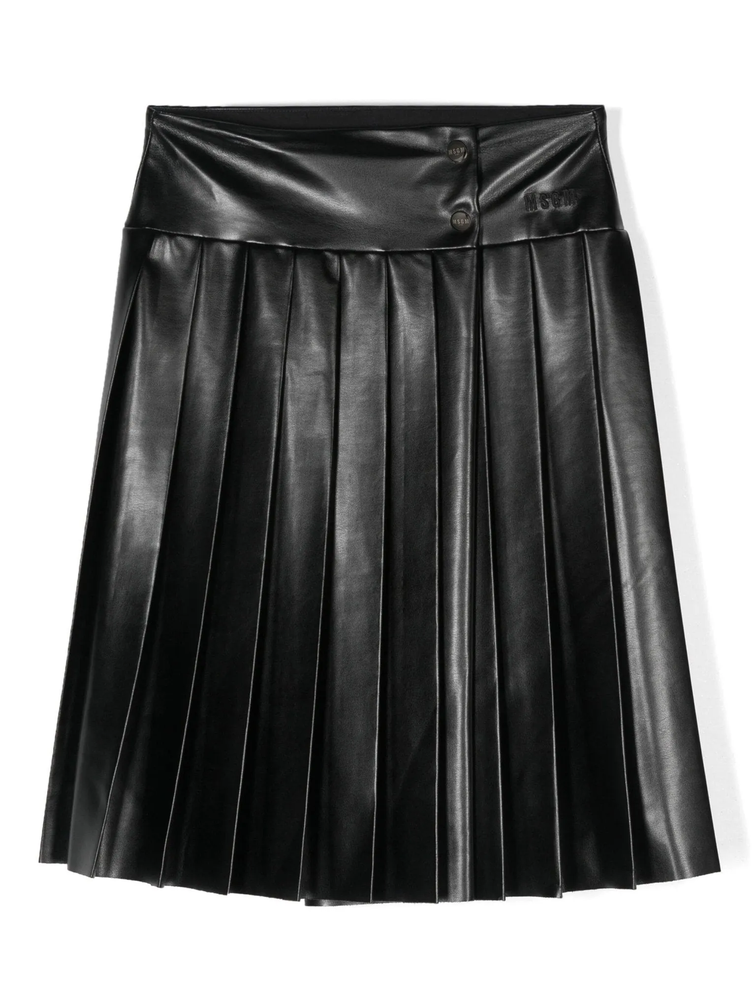 Pleat Faux Leather Skirt