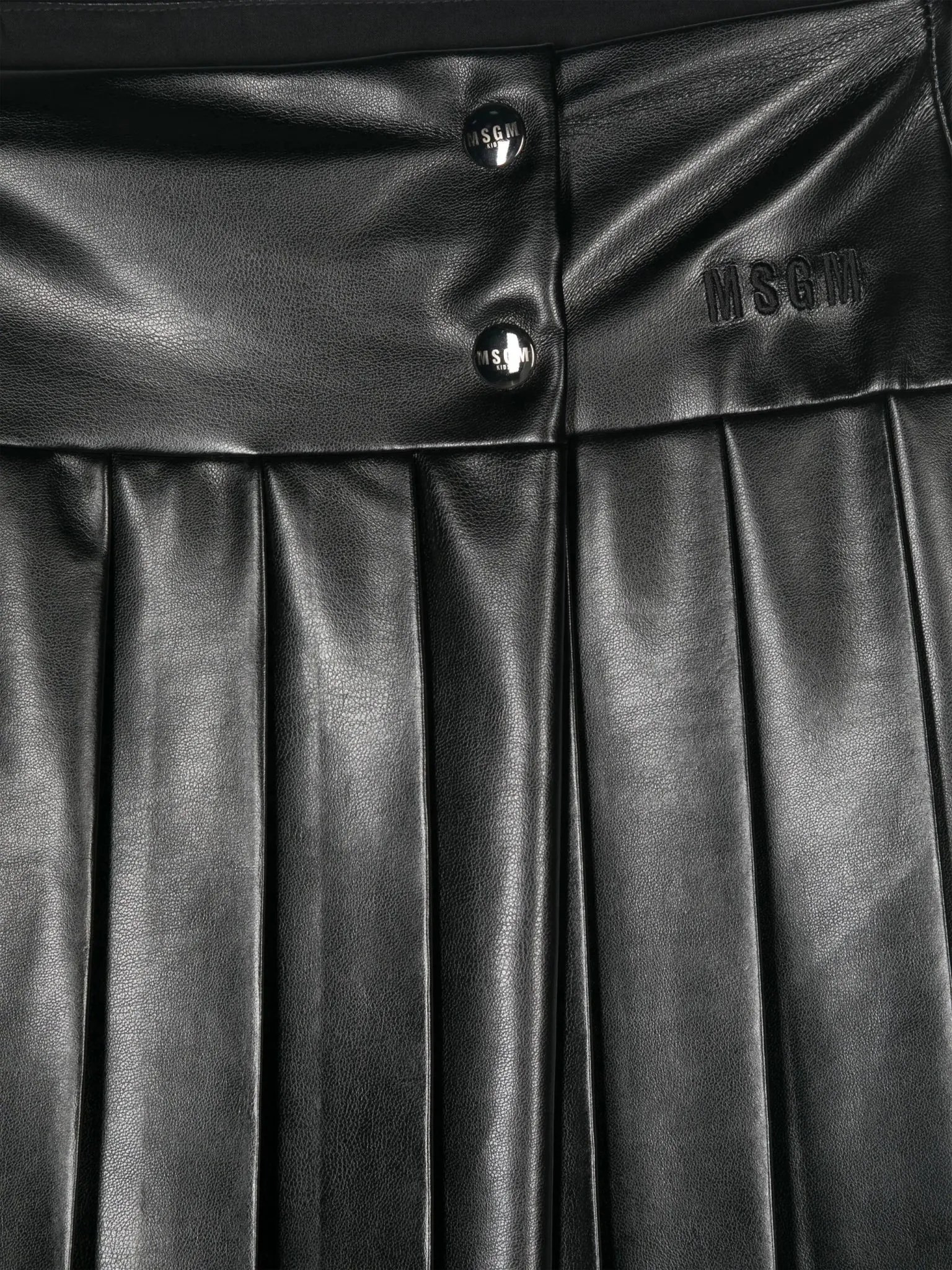 Pleat Faux Leather Skirt